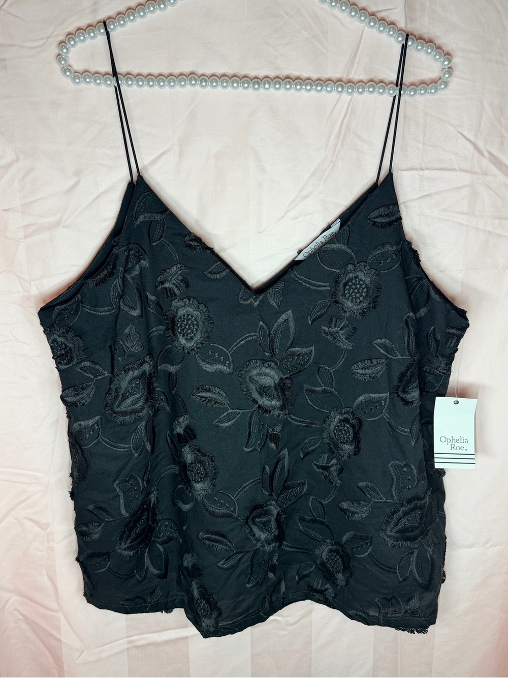 Ophelia Roe Black Floral Appliqué Top